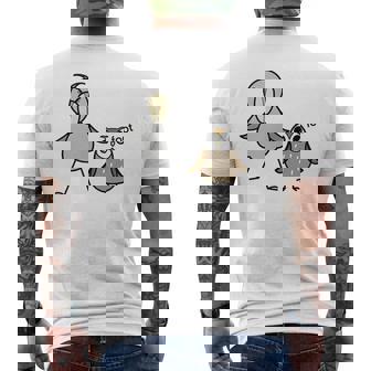 みんな大好きハシビロコウ 動かない鳥 はしび郎クラブtシャツ ハシビ郎とフクロウ Zoo ハシビロコウ フクロウ 鳥 メンズTシャツ バックプリント - Kawaiitshirt