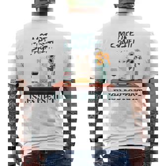 より多くのスパゲッティ、より少ないアップセッティ、イタリア料理 猫愛好家 メンズTシャツ バックプリント - Kawaiitshirt