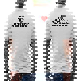 アイラブハートメルボルンオーストラリア メンズTシャツ バックプリント - Kawaiitshirt