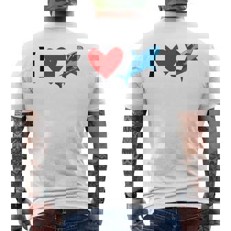 アイ・ラブ・シャークス メンズTシャツ バックプリント - Kawaiitshirt