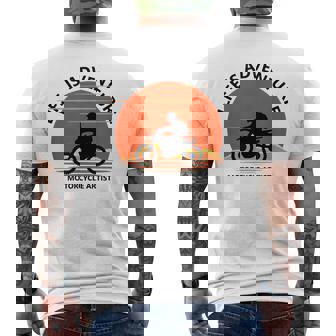 アドベンチャー バイク おもしろ ツーリング 人生は冒険だ オフロードバイクバイク イラスト メンズTシャツ バックプリント - Kawaiitshirt
