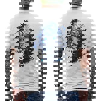 アニメ 漫画 グラフィック 青い目 アート アニメ メンズTシャツ バックプリント - Kawaiitshirt