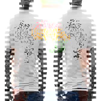 アフリカ地図 ヒョウ柄 アフリカラスタカラー メンズTシャツ バックプリント - Kawaiitshirt