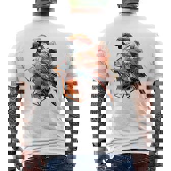 アメリカンツリー スズメ 鳥 幾何学模様 パッテンアート かわいい鳥 ロー メンズTシャツ バックプリント - Kawaiitshirt