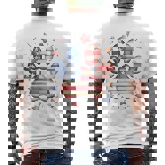 アメリカ国旗 愛国的な犬と猫の足跡プリント 7月4日 犬 メンズTシャツ バックプリント - Kawaiitshirt