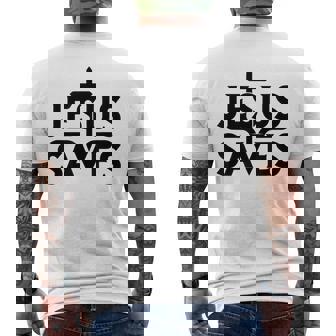 イエス・キリスト教徒を救う メンズTシャツ バックプリント - Kawaiitshirt