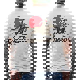 イエローストーン国立公園 カウボーイ&馬 ラングラー ビンテージ メンズTシャツ バックプリント - Kawaiitshirt