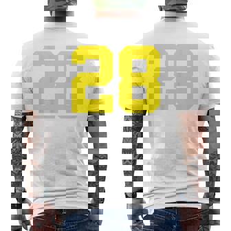 イエローナンバー28 背面 スポーツチーム ジャージ番号 メンズTシャツ バックプリント - Kawaiitshirt