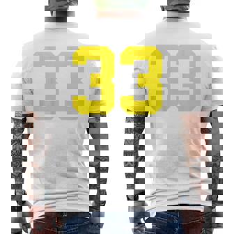 イエローナンバー33 背面 スポーツチーム ジャージ番号 メンズTシャツ バックプリント - Kawaiitshirt