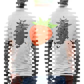 イチゴのハロウィンコスチューム かわいい怠惰なイチゴの果実 メンズTシャツ バックプリント - Kawaiitshirt