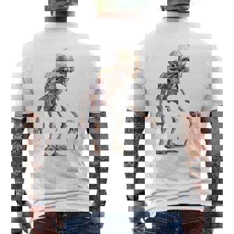 エイリアン スケルトン クリーチャー 松葉杖 スティック メンズTシャツ バックプリント - Kawaiitshirt