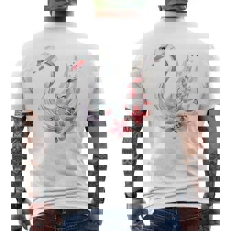 エレガントな白鳥の花 メンズTシャツ バックプリント - Kawaiitshirt