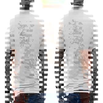 エレキギターを弾く猫 面白いキャットロッカー ロックショー 長袖tシャツ メンズTシャツ バックプリント - Kawaiitshirt