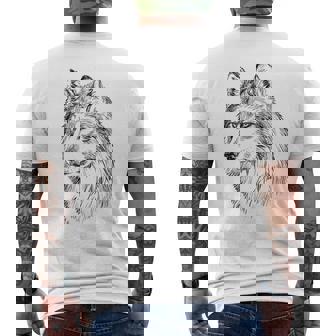 オオカミ イラスト デザイン 動物 シンボル ギフト メンズTシャツ バックプリント - Kawaiitshirt