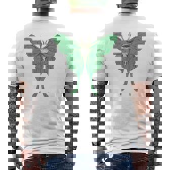 オオミズアオ ルナモス 薄い 緑色 黄緑色 蛾 Luna Moth レトロ 虫 昆虫 イラスト かっこいい おしゃれ メンズTシャツ バックプリント - Kawaiitshirt