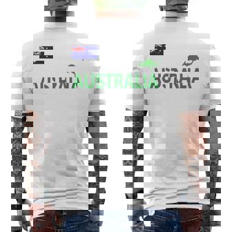 オーストラリア 国旗 カンガルー サッカー ラグビー フットボール 水泳 応援 メンズTシャツ バックプリント - Kawaiitshirt