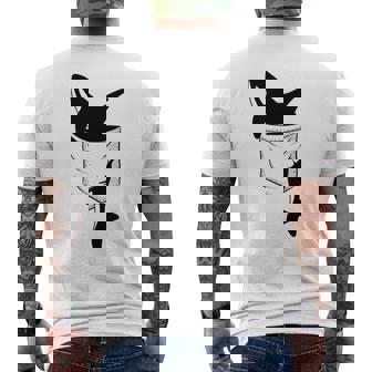 カジュアルなシャチ 面白いオルカをポケットに メンズTシャツ バックプリント - Kawaiitshirt