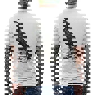 カラス ビンテージ イラスト カラス メンズTシャツ バックプリント - Kawaiitshirt