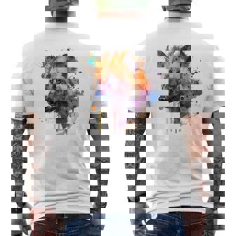 カラフルなハイエナプレデター 水彩画携帯電話ケース メンズTシャツ バックプリント - Kawaiitshirt