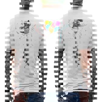 カラフルな顔 赤ちゃん オランウータン ハンギングバルーン グラフィック 猿 メンズTシャツ バックプリント - Kawaiitshirt