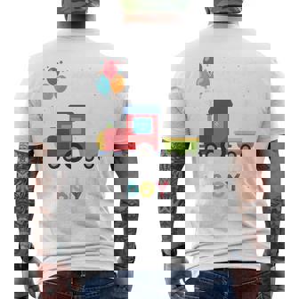 キッズ かっこいいチュー 3歳バースデーボーイ可愛い電車好き メンズTシャツ バックプリント - Kawaiitshirt