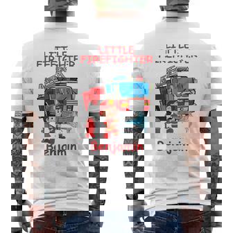 キッズ 消防署の消防車 小さな消防士ベンジャミン メンズTシャツ バックプリント - Kawaiitshirt