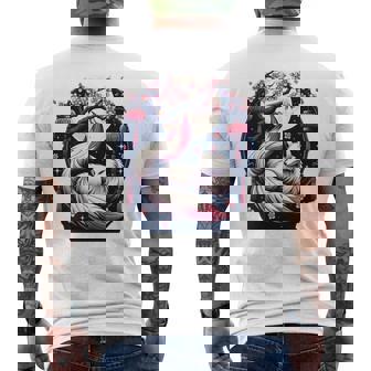 キツネ キツネ 桜 花 日本 九尾狐 長袖tシャツ メンズTシャツ バックプリント - Kawaiitshirt