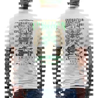 キリスト教バイカーライドウィズジーザスオートバイバックプリントデザイン メンズTシャツ バックプリント - Kawaiitshirt