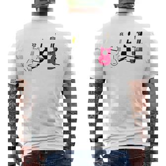 ギターの影を作る猫デザイン メンズTシャツ バックプリント - Kawaiitshirt