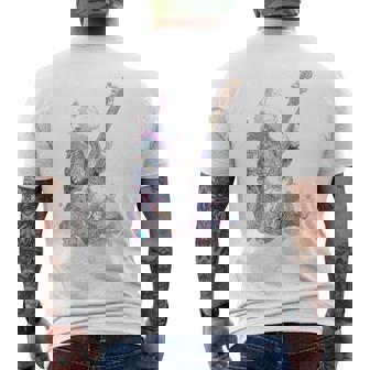 ギターを弾く猫 ネコ おもしろ かわいい ロック おしゃれ メンズTシャツ バックプリント - Kawaiitshirt