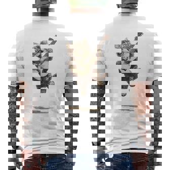 ギターを弾く面白い猫 面白いギター猫 メンズTシャツ バックプリント - Kawaiitshirt