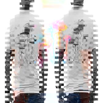 クラゲ 幾何学 動物 カラフル 抽象 アート クラゲ メンズTシャツ バックプリント - Kawaiitshirt