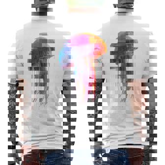 クラゲ 幾何学模様 動物 抽象 カラフル アート クラゲ メンズTシャツ バックプリント - Kawaiitshirt