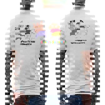 クレヨンしんちゃん 振り向き「ぶりぶり＆しんちゃん＆シロ」 メンズTシャツ バックプリント - Kawaiitshirt