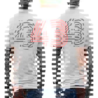 クールなレトロなレタリングジャージ、背番号43 Fourtythree メンズTシャツ バックプリント - Kawaiitshirt