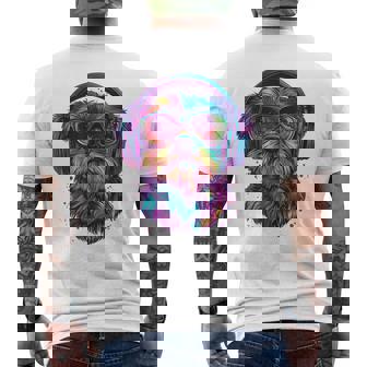 グリフォン ブリュッセロ 犬 音楽 ヘッドホン グリフォン ブリュッセル メンズTシャツ バックプリント - Kawaiitshirt