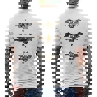 コウモリ 科学イラスト 描画 生物学 アート ハロウィン メンズTシャツ バックプリント - Kawaiitshirt