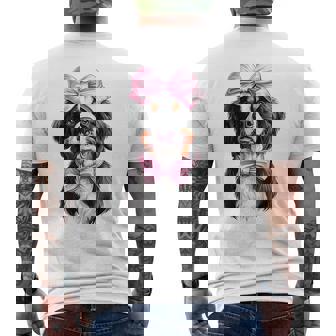 コケットボウ バーニーズマウンテンドッグ ママピンクリボンガール メンズTシャツ バックプリント - Kawaiitshirt