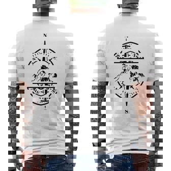 コンパス ローズ マウンテン シーン 自然 恋人 ハイキング バックパッキング メンズTシャツ バックプリント - Kawaiitshirt