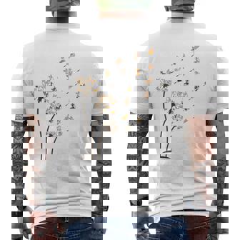 コーギー フラワー フライ タンポポ 面白い かわいい 犬好き ウェルシュ コーギー メンズTシャツ バックプリント - Kawaiitshirt