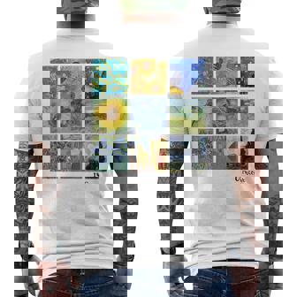 ゴッホの絵画、ひまわり、星月夜 メンズTシャツ バックプリント - Kawaiitshirt