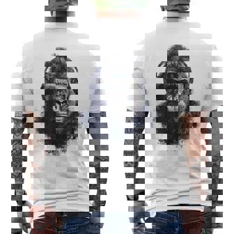 ゴリラ 描画 動物 イラスト 抽象画 アート ゴリラ メンズTシャツ バックプリント - Kawaiitshirt