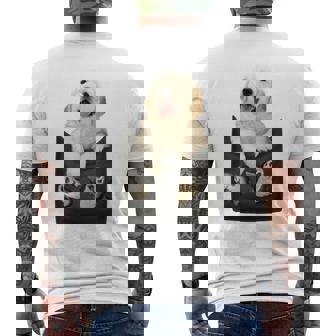 ゴールデンレトリバー ポケットに入った子犬 長袖tシャツ メンズTシャツ バックプリント - Kawaiitshirt