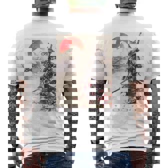 サムライ 猫戦士 浮世 墨絵 猫 サムライ 長袖tシャツ メンズTシャツ バックプリント - Kawaiitshirt