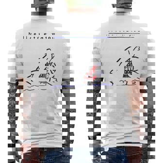 サメのことわざ ブラックユーモア Nice To Eat Yo メンズTシャツ バックプリント - Kawaiitshirt