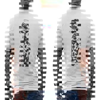 サングラスとヘッドフォンをしたミーアキャット メンズTシャツ バックプリント - Kawaiitshirt