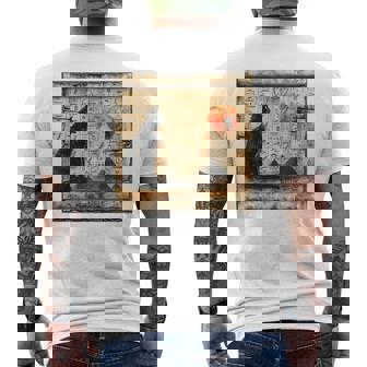 サンセット ピラミッド パピルス スクロール 砂漠 エジプトアート 猫 長袖tシャツ メンズTシャツ バックプリント - Kawaiitshirt