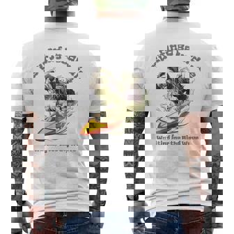 サーフィン 犬 ビアデッドコリー かわいい 面白い メンズTシャツ バックプリント - Kawaiitshirt