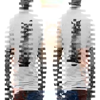 シャム猫 美人 雄大なシャム猫 ラブリーシャム猫 メンズTシャツ バックプリント - Kawaiitshirt