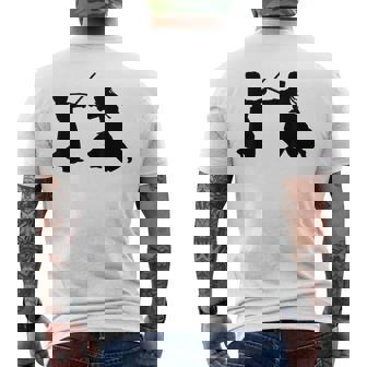 シルエット 剣道 合気道 日本 武道 剣闘士 扇子 メンズTシャツ バックプリント - Kawaiitshirt